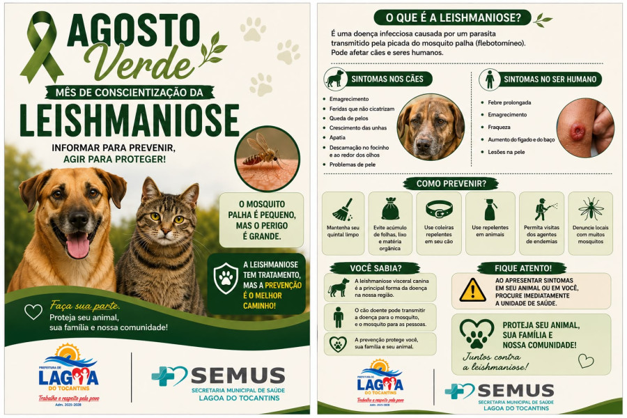 Lagoa do Tocantins inicia campanha Agosto Verde com foco na prevenção da leishmaniose