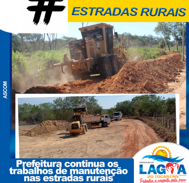 Prefeitura reforça trabalho de manutenção nas estradas rurais em Lagoa do Tocantins