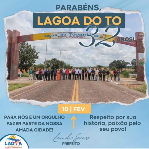 Parabéns Lagoa do Tocantins pelos seus 32 Anos, para nós é um orgulho fazer parte da nossa amada cidade!